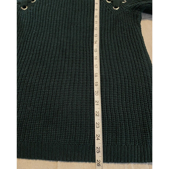 Hippie Rose Sweater Womens Small Green Ribbon Ties Pullover Fisherman Turtleneck - Picture 10 of 12